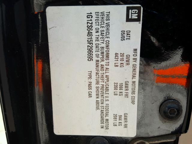 1G1ZS64815F296695 - 2005 CHEVROLET MALIBU MAX შავი ფოტო 10