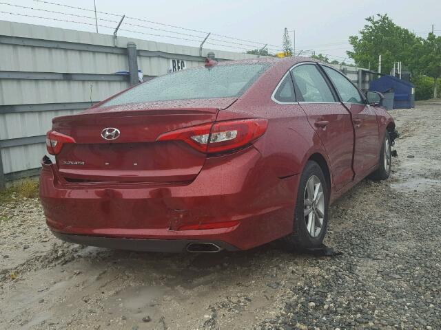 5NPE24AF0GH373546 - 2016 HYUNDAI SONATA SE RED photo 4