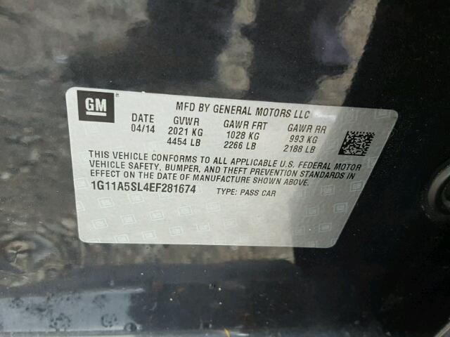1G11A5SL4EF281674 - 2014 CHEVROLET MALIBU LS Boz foto 10