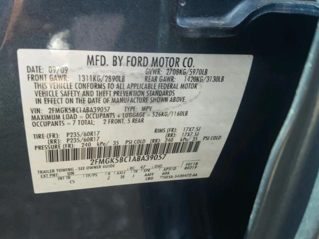 2FMGK5BC1ABA39057 - 2010 FORD FLEX SE BLUE photo 10