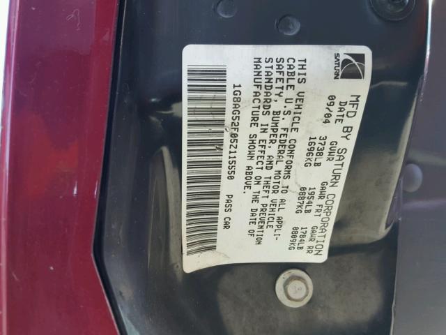 1G8AG52F05Z115550 - 2005 SATURN ION LEVEL 勃艮第红 照片 10