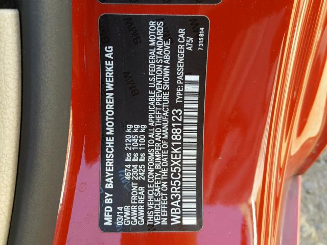 WBA3R5C5XEK188123 - 2014 BMW 435 XI RED photo 10