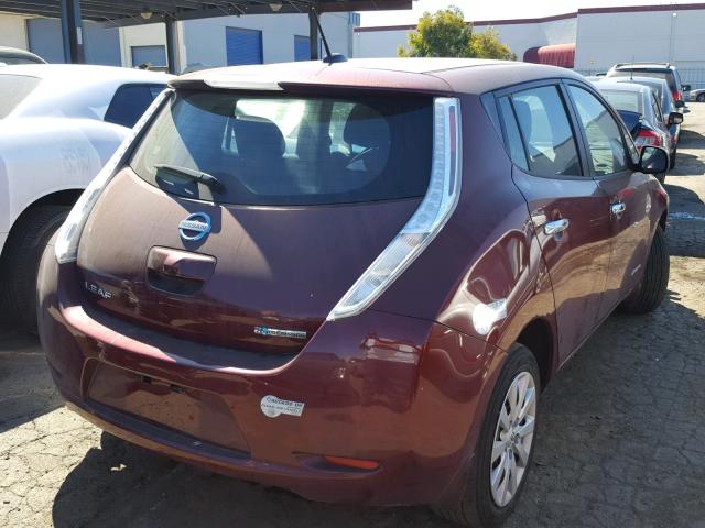 1N4BZ0CP0HC306347 - 2017 NISSAN LEAF S RED photo 4