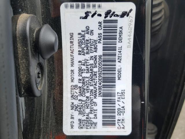 1NXBE40E99Z005096 - 2009 TOYOTA COROLLA XR 黑色 照片 10