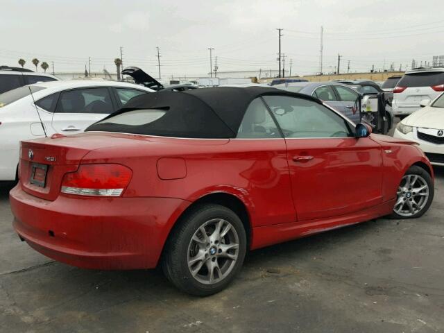 WBAUL73588VJ73981 - 2008 BMW 128 I RED photo 4