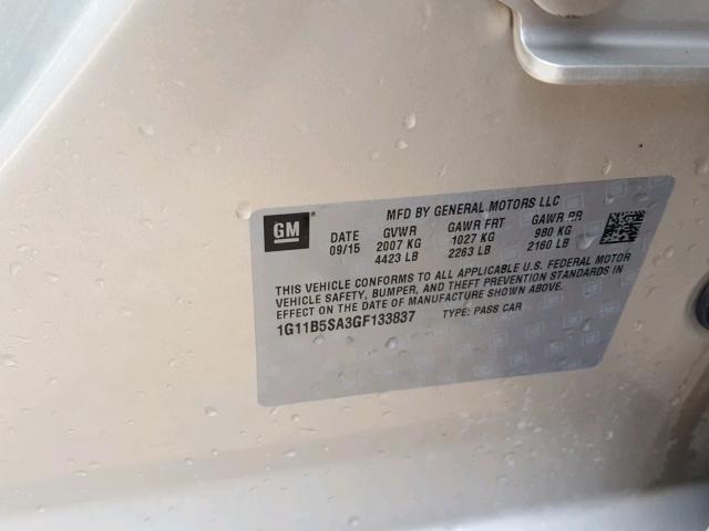 1G11B5SA3GF133837 - 2016 CHEVROLET MALIBU LIM 金色 照片 10