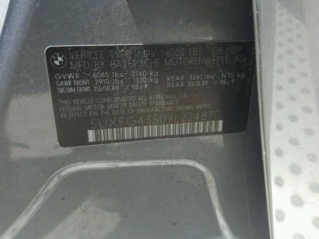 5UXFG43509L224870 - 2009 BMW X6 XDRIVE3 Grau Foto 10