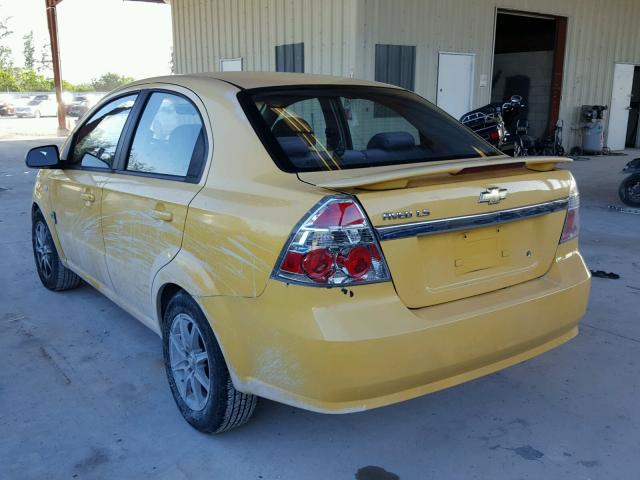 KL1TD56687B165410 - 2007 CHEVROLET AVEO BASE Żółty zdjęcie 3