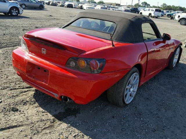 JHMAP21465S003850 - 2005 HONDA S2000 RED photo 4