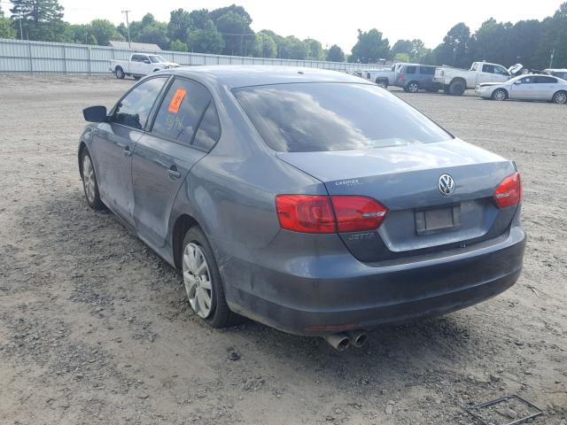 3VW2K7AJ2BM381673 - 2011 VOLKSWAGEN JETTA BASE BLUE photo 3