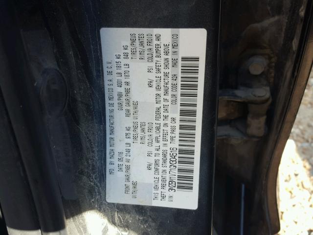 3MZBM1V71GM304516 - 2016 MAZDA 3 TOURING GRAY photo 10