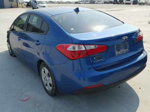 KNAFX4A64F5339711 - 2015 KIA FORTE LX BLUE photo 3