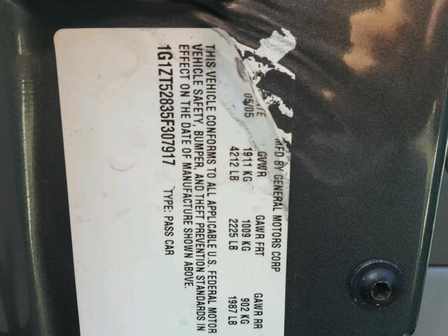 1G1ZT52835F307917 - 2005 CHEVROLET MALIBU LS Boz foto 10