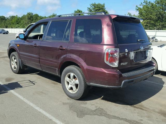 2HKYF18427H502875 - 2007 HONDA PILOT EX MAROON photo 3