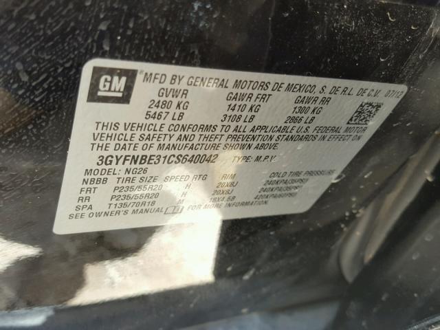 3GYFNBE31CS640042 - 2012 CADILLAC SRX PERFOR BLACK photo 10