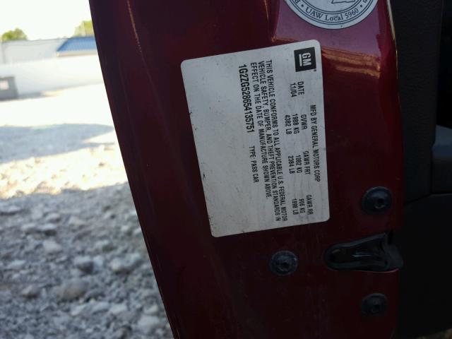 1G2ZG528654135751 - 2005 PONTIAC G6 RED photo 10