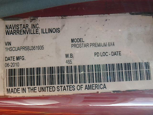 1HSCUAPR5BJ361935 - 2011 INTERNATIONAL PROSTAR PR BURGUNDY photo 10