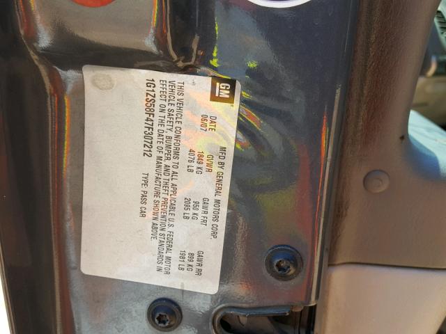 1G1ZS58F47F307212 - 2007 CHEVROLET MALIBU LS ვერცხლისფერი ფოტო 10