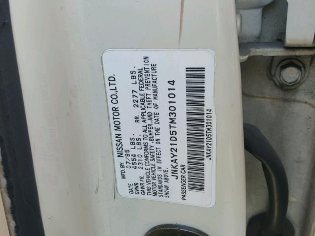 JNKAY21D5TM301014 - 1996 INFINITI J30 CREAM photo 10