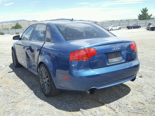 WAUEF78EX7A194521 - 2007 AUDI A4 S-LINE BLUE photo 3