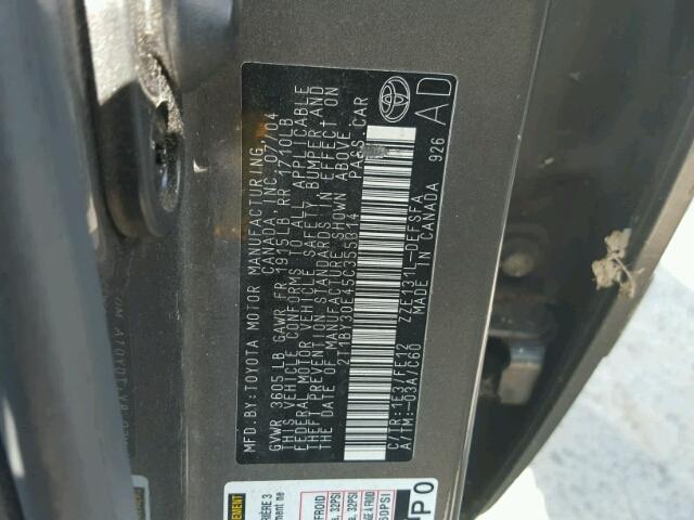 2T1BY30E45C355314 - 2005 TOYOTA COROLLA XR 灰色 照片 10