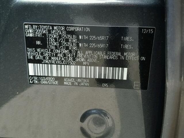 JTMZFREVXGJ071502 - 2016 TOYOTA RAV4 LE Boz foto 10