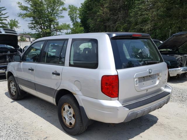 2HKYF18105H565511 - 2005 HONDA PILOT LX SILVER photo 3