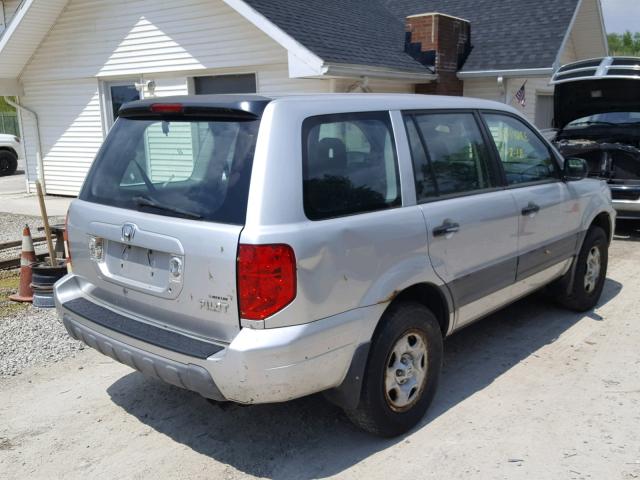 2HKYF18105H565511 - 2005 HONDA PILOT LX SILVER photo 4