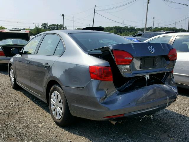 3VW2K7AJ4DM383170 - 2013 VOLKSWAGEN JETTA BASE Մոխրագույն լուսանկար 3