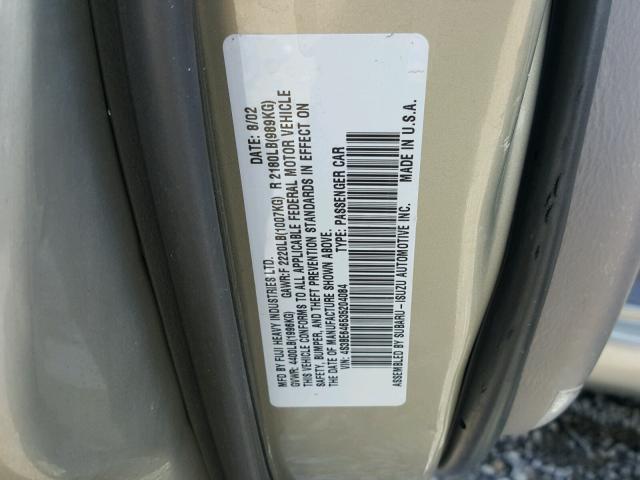 4S3BE646535204084 - 2003 SUBARU LEGACY GT TAN photo 10