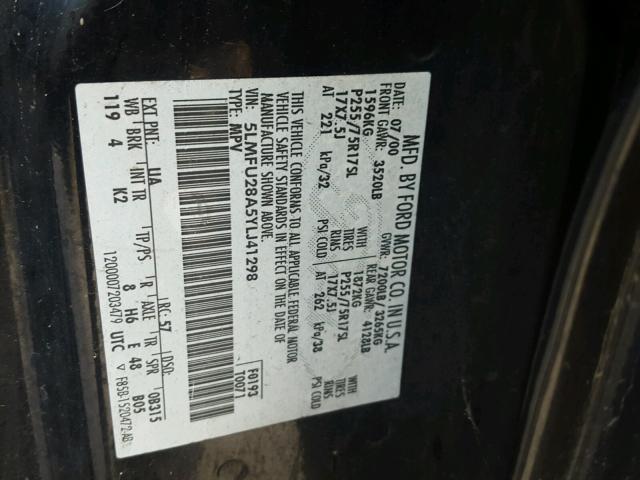 5LMFU28A5YLJ41298 - 2000 LINCOLN NAVIGATOR შავი ფოტო 10