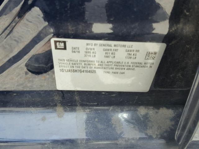 1G1JA5SH7G4164925 - 2016 CHEVROLET SONIC LS BLUE photo 10