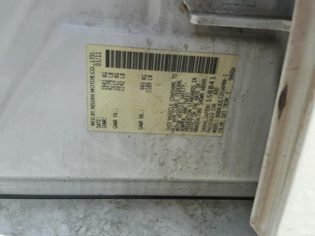 1N4AL2AP8BC158841 - 2011 NISSAN ALTIMA BAS WHITE photo 10