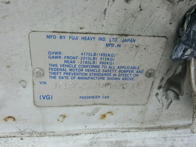 JF1SF65631H708128 - 2001 SUBARU FORESTER S თეთრი ფოტო 10