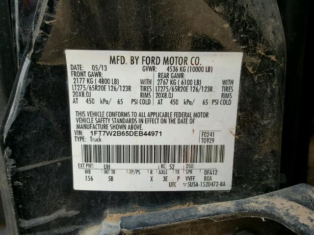 1FT7W2B65DEB44971 - 2013 FORD F250 SUPER BLACK photo 10