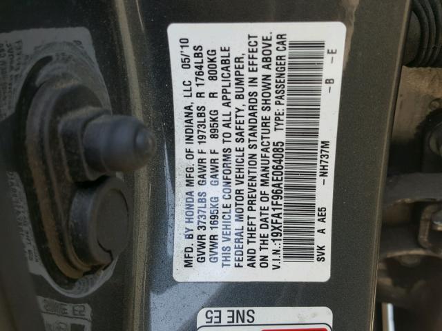 19XFA1F96AE064085 - 2010 HONDA CIVIC EXL Boz foto 10
