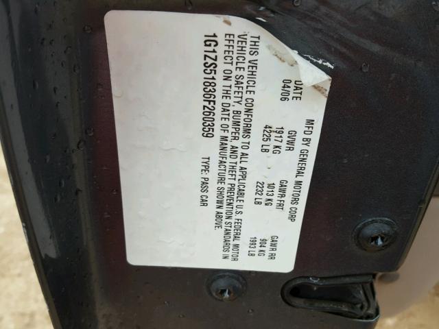 1G1ZS51836F260359 - 2006 CHEVROLET MALIBU LS BLUE photo 10