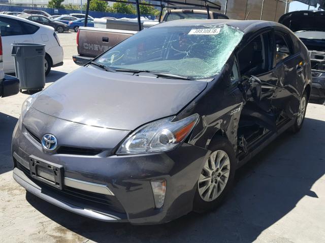 JTDKN3DP3F3072434 - 2015 TOYOTA PRIUS PLUG GRAY photo 2