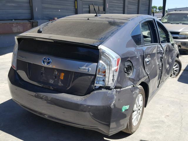 JTDKN3DP3F3072434 - 2015 TOYOTA PRIUS PLUG GRAY photo 4