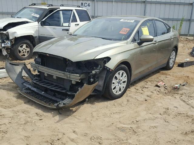 3FA6P0G77DR138350 - 2013 FORD FUSION S GREEN photo 2