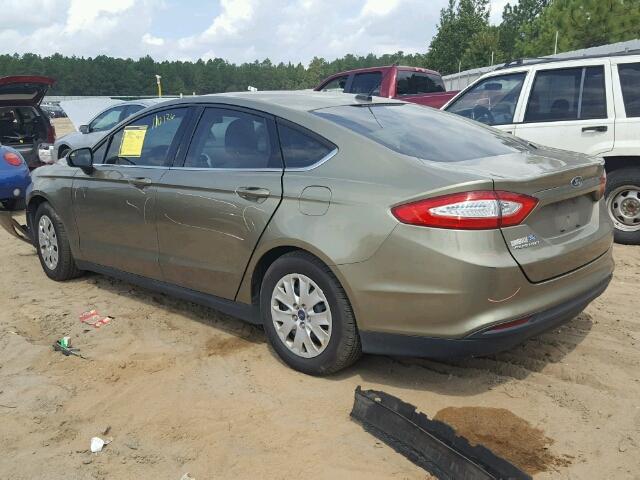 3FA6P0G77DR138350 - 2013 FORD FUSION S GREEN photo 3