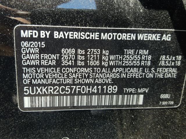 5UXKR2C57F0H41189 - 2015 BMW X5 SDRIVE3 BLACK photo 10