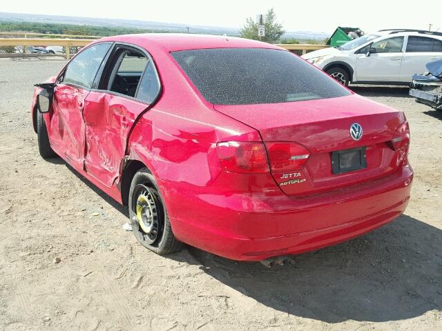 3VW2K7AJ1DM402435 - 2013 VOLKSWAGEN JETTA BASE RED photo 3