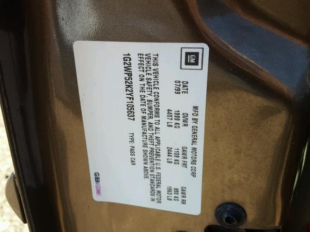 1G2WP52K2YF105637 - 2000 PONTIAC GRAND PRIX Boz foto 10