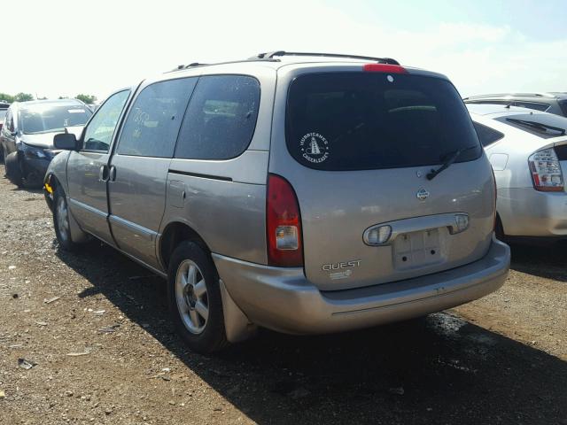 4N2ZN15T72D810753 - 2002 NISSAN QUEST GXE BROWN photo 3