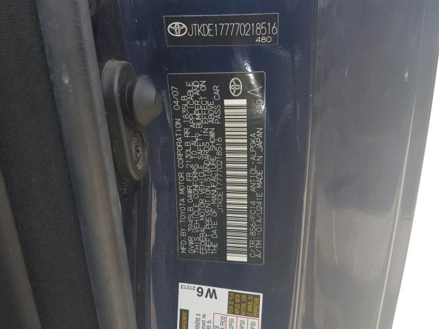 JTKDE177770218516 - 2007 TOYOTA SCION TC 蓝色 照片 10