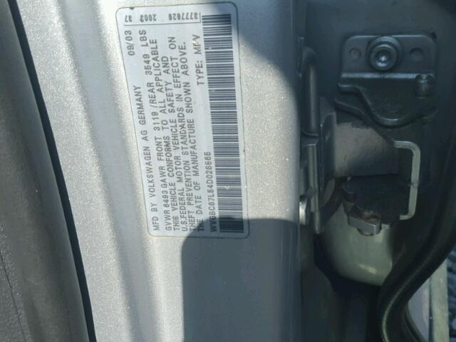 WVGBC67L54D026865 - 2004 VOLKSWAGEN TOUAREG 3. GRAY photo 10