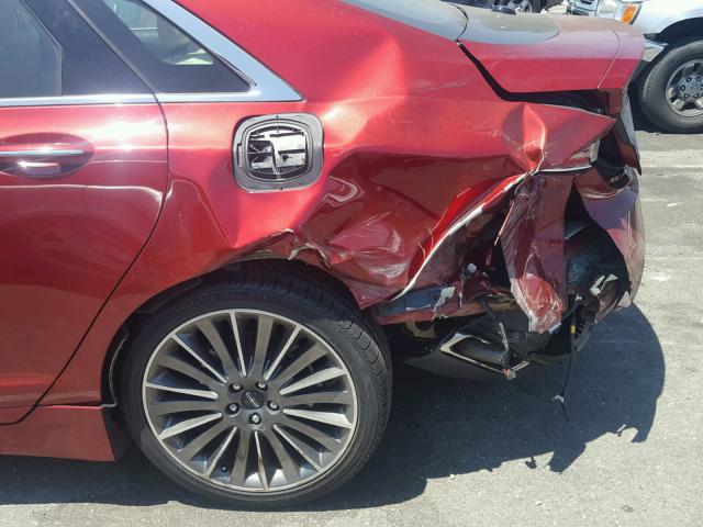 3LN6L2LU4FR629356 - 2015 LINCOLN MKZ HYBRID RED photo 9