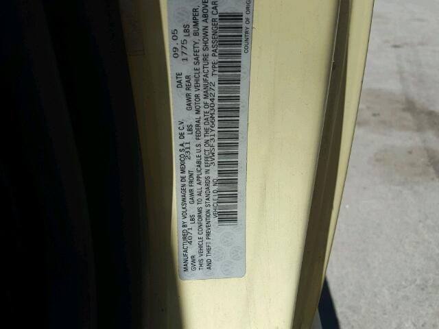 3VWSF31Y66M304272 - 2006 VOLKSWAGEN NEW BEETLE 黄色 照片 10