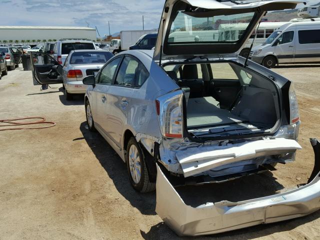 JTDKN3DP8E3059693 - 2014 TOYOTA PRIUS PLUG SILVER photo 3